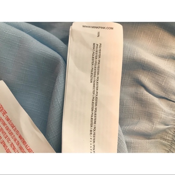 MinkPink Off Shoulder Blue Long Sleeve Mini Dress - Picture 12 of 14